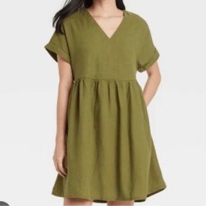 Universal Thread Olive Green Linen Blend Dress